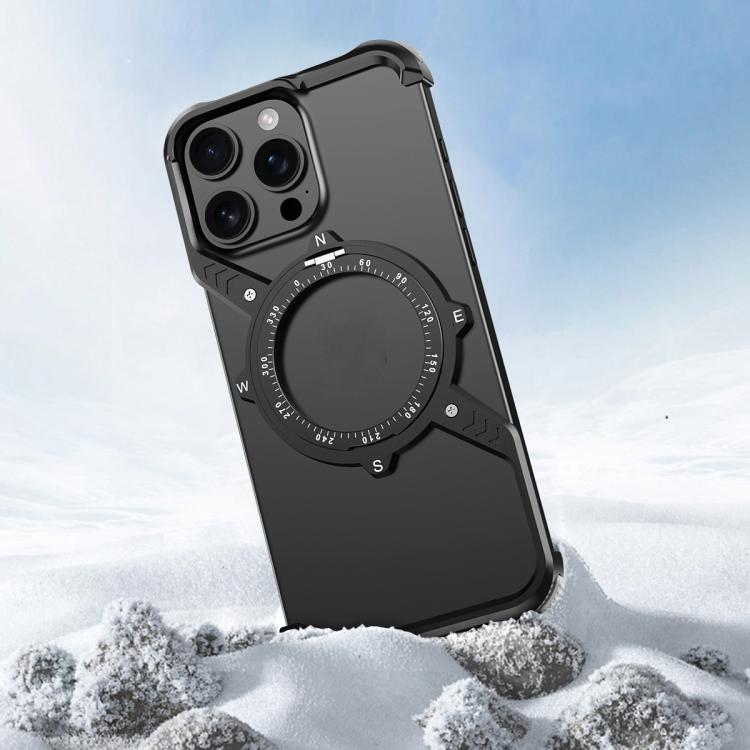For iPhone 16 Plus S Shaped 360 Holder Airbag Frameless MagSafe Metal Phone Case(Black) - free shipping - PMC TechLife - Order now!
