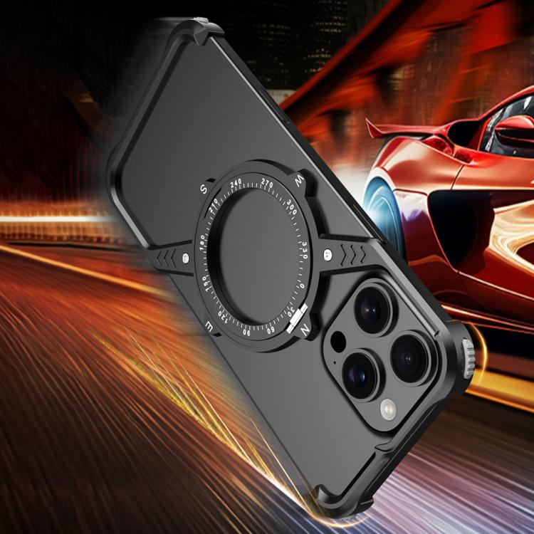 For iPhone 14 S Shaped 360 Holder Airbag Frameless MagSafe Metal Phone Case(Black) - free shipping - PMC TechLife - Order now!