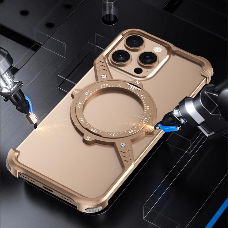 For iPhone 14 S Shaped 360 Holder Airbag Frameless MagSafe Metal Phone Case(Space Gray) - free shipping - PMC TechLife - Order now!