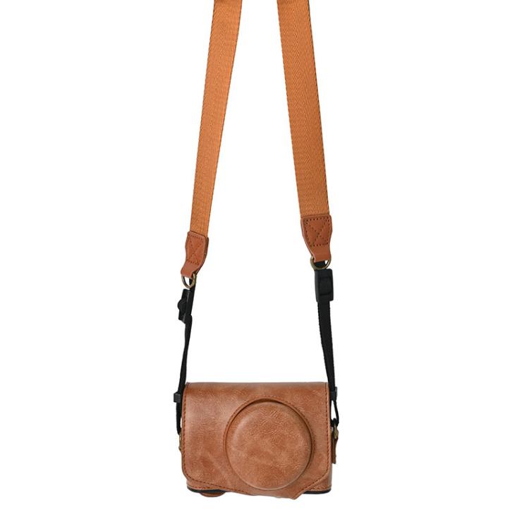 For Canon PowerShot SX740 HS Retro Pull Up Leather Full Body Camera Case Bag with Strap(Brown) - free shipping - PMC TechLife - Order now!