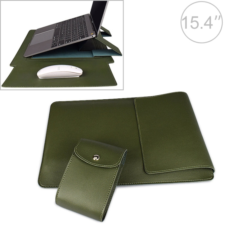 PU05 Sleeve Leather Case Carrying Bag with Small Storage Bag for 15.4 inch Laptop(Green) - 15 inch by PMC Jewellery | Online Shopping South Africa | PMC Jewellery | Buy Now Pay Later Mobicred