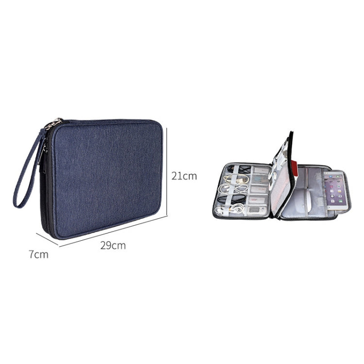 SM01 Multi-function Waterproof Double Layer Data Cable Earphone U Disk Digital Accessories Storage Bag, Size: L(Black) - free shipping - PMC Jewellery - Order now!