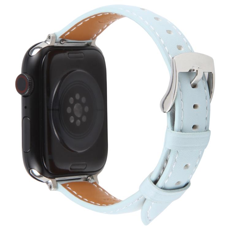 For Apple Watch 42mm / 41mm / 40mm / 38mm Silk Microfiber Leather Watch Band(Blue) - Watch Bands by PMC TechLife | Online Shopping South Africa | PMC TechLife | Buy Now Pay Later Mobicred