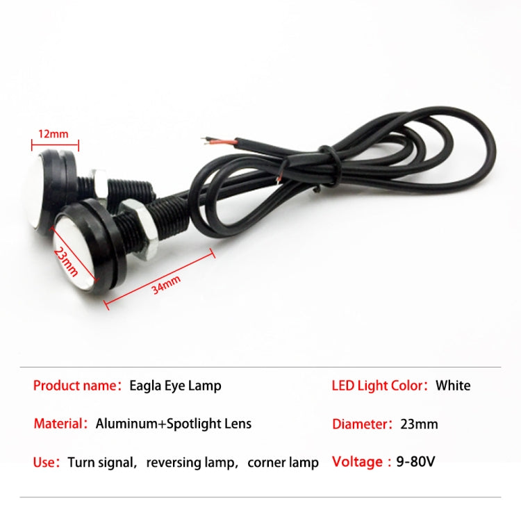 10 PCS 23mm 1.5W DC9-80V Motorcycle Eagle Eye Light Double Lens(White Light) - Eagle Eye Lights by PMC TechLife | Online Shopping South Africa | PMC TechLife | Buy Now Pay Later Mobicred