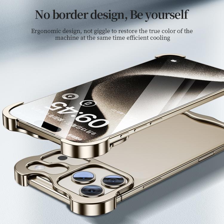 For iPhone 17 Pro Frameless Metal Corner Pad Phone Case with Lens Film(Black) - free shipping - PMC TechLife - Order now!
