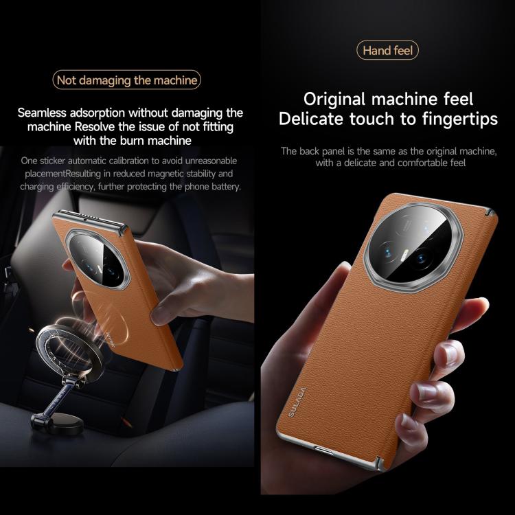 For Honor Magic V5 SULADA Frameless Top Layer Cowhide Leather PC Phone Case(Brown) - free shipping - PMC TechLife - Order now!