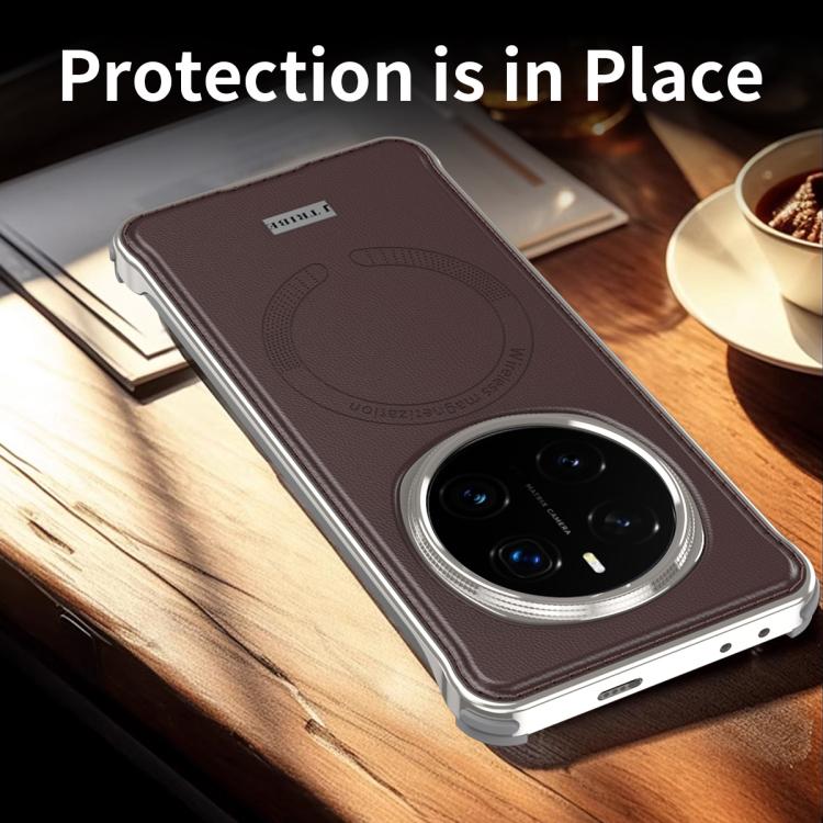 For Honor Magic7 J TRIBE Metal Frameless Plain Leather MagSafe Phone Case(Brown) - free shipping - PMC TechLife - Order now!