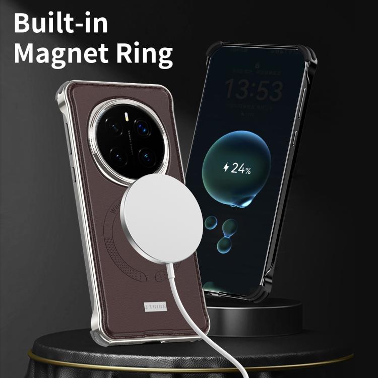 For Honor Magic7 Pro J TRIBE Metal Frameless Plain Leather MagSafe Phone Case(Brown) - free shipping - PMC TechLife - Order now!