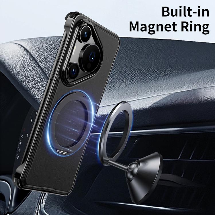 For Huawei Pura 70 Metal Frameless Plain Leather MagSafe Holder Phone Case(Brown) - free shipping - PMC TechLife - Order now!
