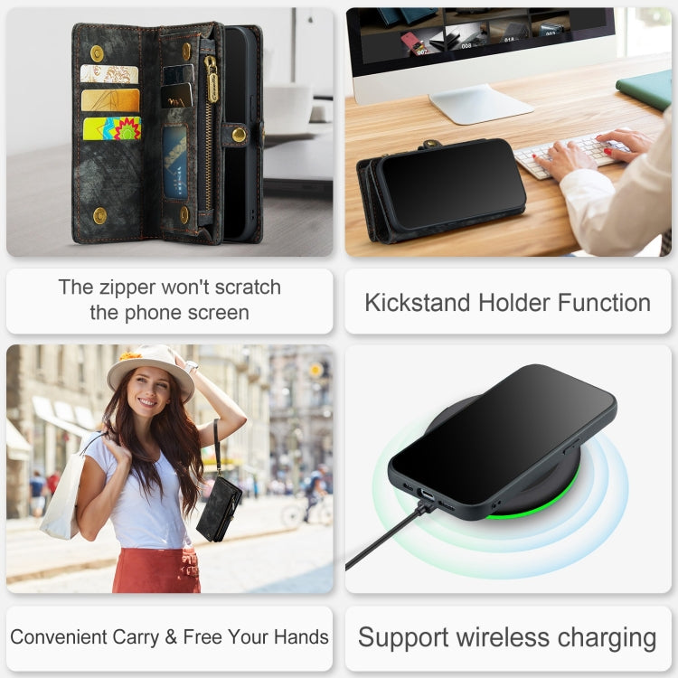 For iPhone 12 Pro Max CaseMe-008 Detachable Multifunctional Wallet Leather Phone Case (Black) - free shipping - PMC Jewellery - Order now!