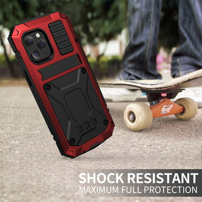 For iPhone 12 Pro Max R-JUST Shockproof Waterproof Dust-proof Metal + Silicone Protective Case with Holder(Red) - iPhone 12 Pro Max Cases by R-JUST | Online Shopping South Africa | PMC Jewellery