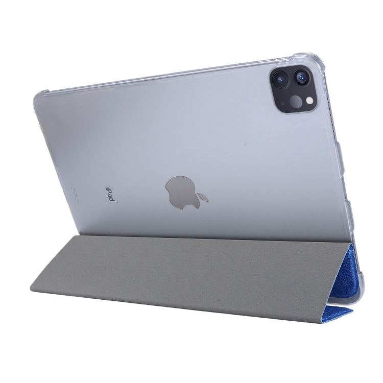 Silk Texture Flip Magnetic PU Leather Smart Case with Three-folding Holder For iPad Air 11 2024 / Air 2022 / 2020 10.9(Blue) - iPad Air (2022) / (2020) 10.9 Cases by PMC Jewellery | Online Shopping South Africa | PMC Jewellery | Buy Now Pay Later Mobicred