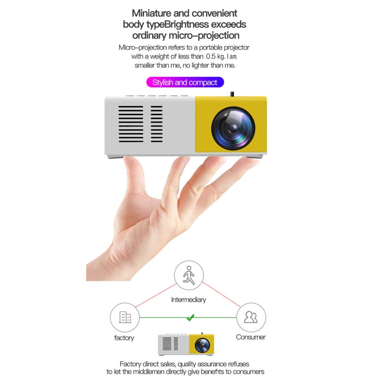 J9 1920x1080P 15 ANSI Portable Home Theater Mini LED HD Digital Projector, Basic Version, US Plug(Yellow White) - Mini Projector by PMC Jewellery | Online Shopping South Africa | PMC Jewellery | Buy Now Pay Later Mobicred