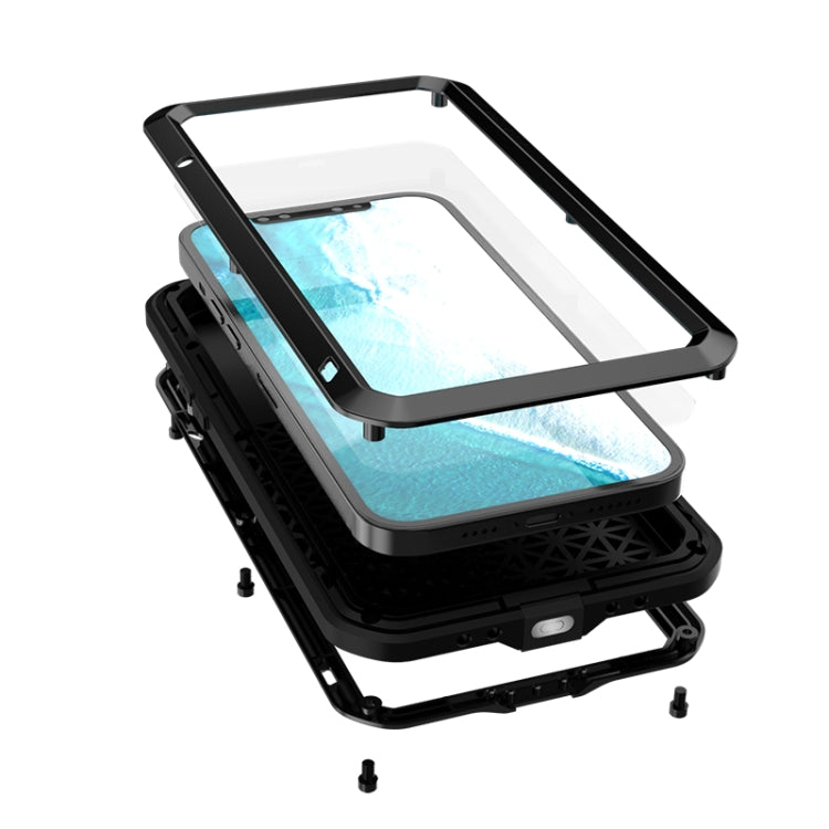 For iPhone 12 Pro Max LOVE MEI Metal Shockproof Life Waterproof Dustproof Protective Case(Black) - free shipping - PMC TechLife - Order now!