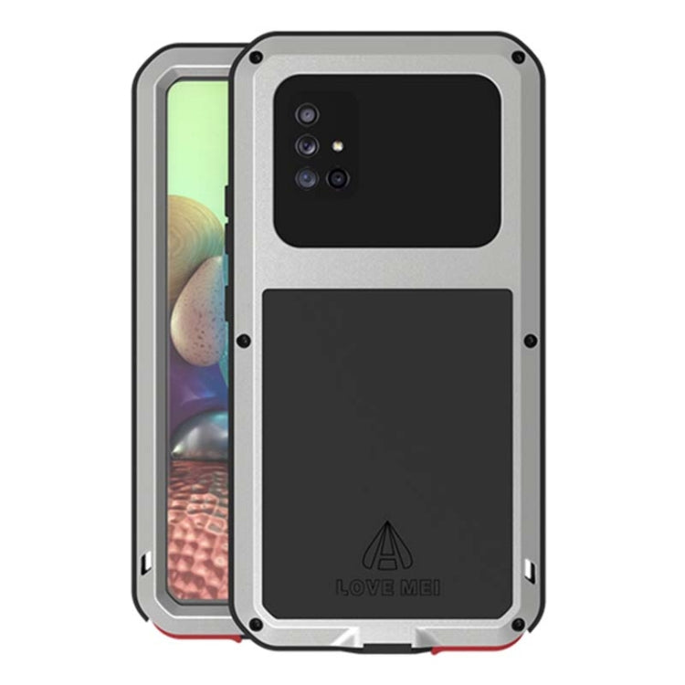 For Samsung Galaxy A71 5G LOVE MEI Metal Shockproof Waterproof Dustproof Protective Case with Glass(Silver) - Galaxy Phone Cases by LOVE MEI | Online Shopping South Africa | PMC Jewellery