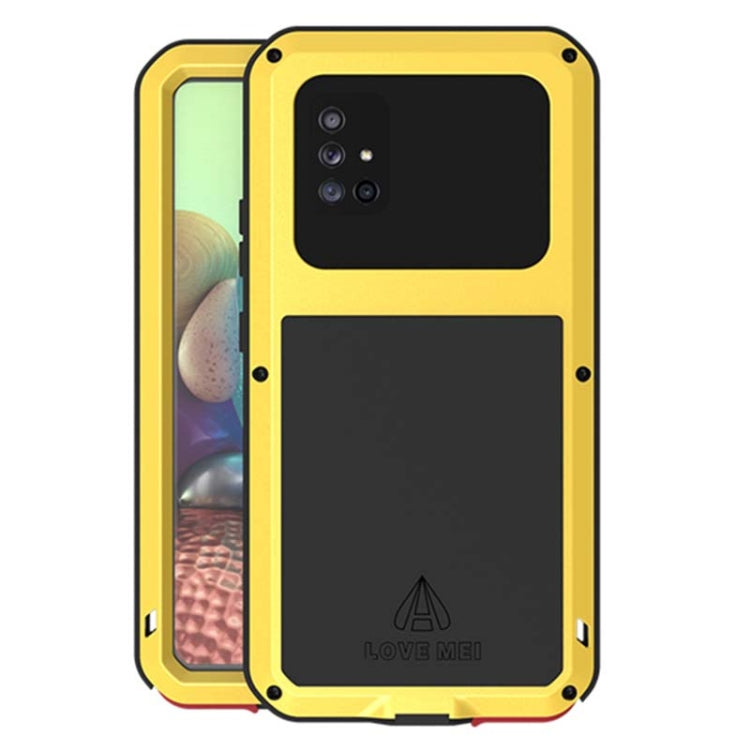 For Samsung Galaxy A71 5G LOVE MEI Metal Shockproof Waterproof Dustproof Protective Case with Glass(Yellow) - Galaxy Phone Cases by LOVE MEI | Online Shopping South Africa | PMC Jewellery