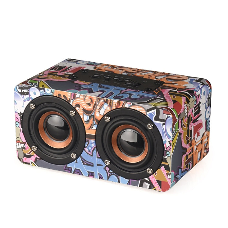 M5 Subwoofer Wooden Bluetooth 4.2 Speaker, Support TF Card & 3.5mm AUX & FM(Graffiti Color) - Desktop Speaker by PMC Jewellery | Online Shopping South Africa | PMC Jewellery | Buy Now Pay Later Mobicred