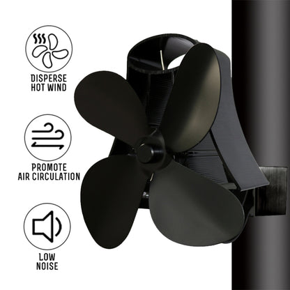 YL-105 4-Blade Aluminum Heat Powered Fireplace Stove Fan(Black) - Fireplace Fan by PMC Jewellery | Online Shopping South Africa | PMC Jewellery | Buy Now Pay Later Mobicred