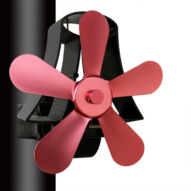 YL-106 5-Blade High Temperature Aluminum Heat Powered Fireplace Stove Fan(Rose Red) - Fireplace Fan by PMC Jewellery | Online Shopping South Africa | PMC Jewellery | Buy Now Pay Later Mobicred