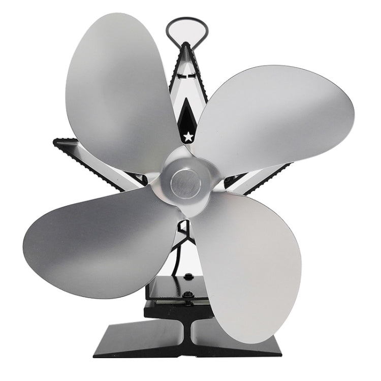 4-Blade Aluminum Heat Powered Fireplace Stove Fan (Silver) - Fireplace Fan by PMC Jewellery | Online Shopping South Africa | PMC Jewellery | Buy Now Pay Later Mobicred