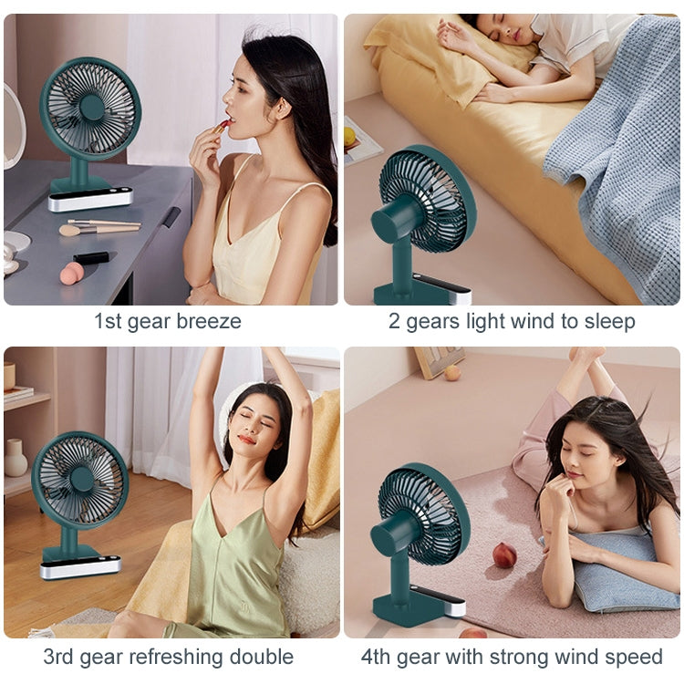 F702 Automatic Shaking Desktop Electric Fan with LED Display (Green) - Electric Fans by PMC TechLife | Online Shopping South Africa | PMC TechLife | Buy Now Pay Later Mobicred