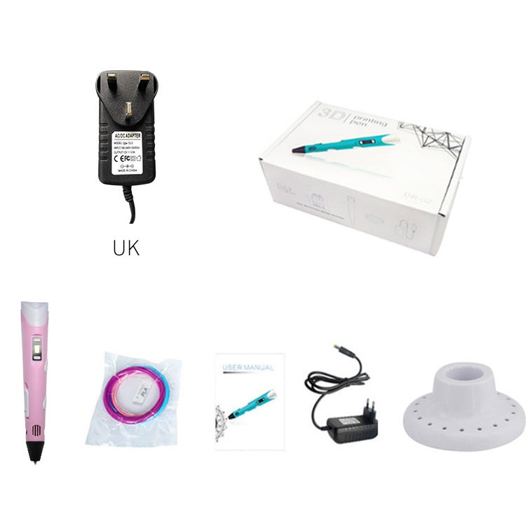 Hand-held 3D Printing Pen, UK Plug (Pink) - 3D Printer by PMC Jewellery | Online Shopping South Africa | PMC Jewellery | Buy Now Pay Later Mobicred