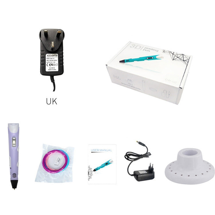 Hand-held 3D Printing Pen, UK Plug (Purple) - 3D Printer by PMC Jewellery | Online Shopping South Africa | PMC Jewellery | Buy Now Pay Later Mobicred