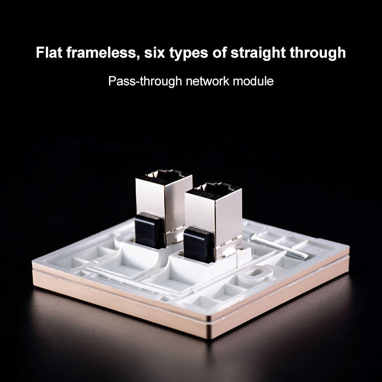 CAT.6 Shielded Pass-through Network Module, Dual Ports Panel + Shielded Pass-through + Telephone Socket (Grey) - Lan Cable and Tools by PMC TechLife | Online Shopping South Africa | PMC TechLife