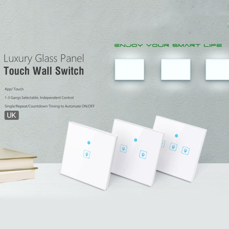 WS-UK-01 EWeLink APP & Touch Control 2A 1 Gang Tempered Glass Panel Smart Wall Switch, AC 90V-250V, UK Plug - Smart Socket by PMC Jewellery | Online Shopping South Africa | PMC Jewellery | Buy Now Pay Later Mobicred