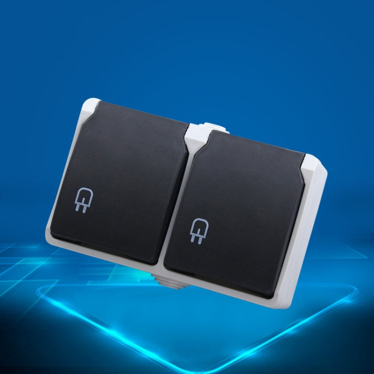 IP44 Waterproof Double-connection Socket with Cover, EU Plug - Extension Socket by PMC TechLife | Online Shopping South Africa | PMC TechLife | Buy Now Pay Later Mobicred