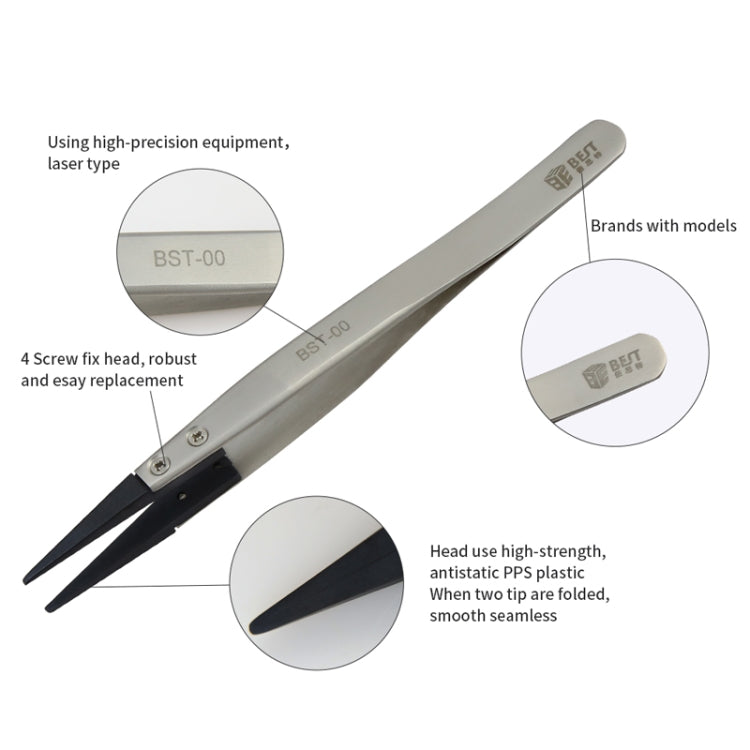 BEST BST-00 Straight Head Tweezers for Mobile Phone / Computer Repair - Tweezers by BEST | Online Shopping South Africa | PMC Jewellery | Buy Now Pay Later Mobicred