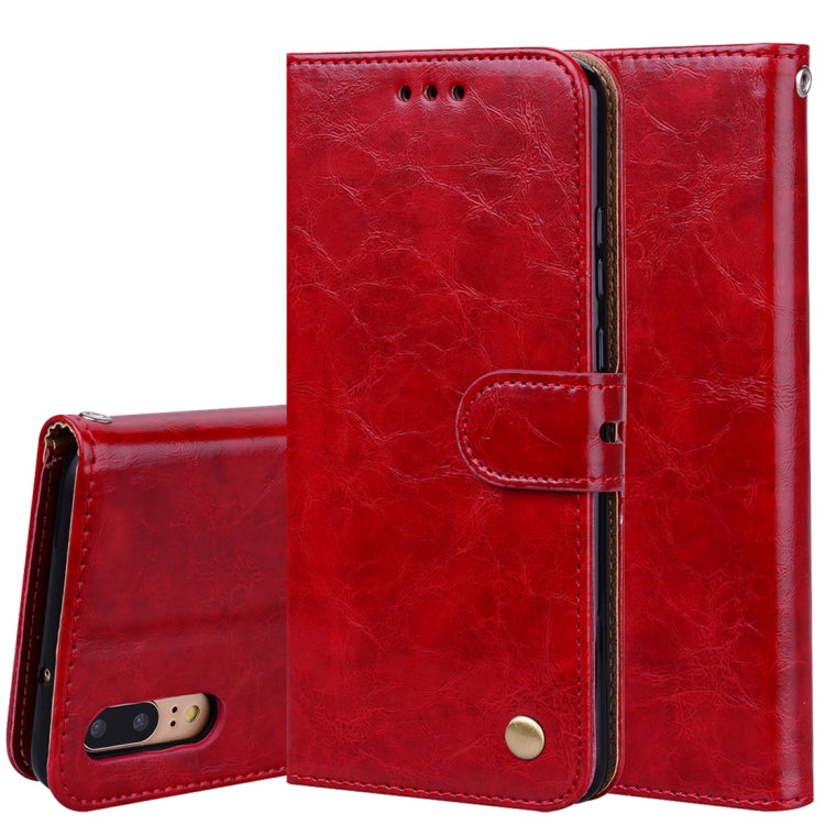 For Huawei P20 Business Style Oil Wax Texture Horizontal Flip Leather Case with Holder & Card Slots & Wallet(Red) - Huawei Cases by PMC Jewellery | Online Shopping South Africa | PMC Jewellery | Buy Now Pay Later Mobicred