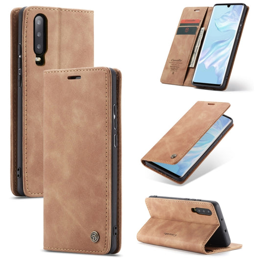 CaseMe-013 Multifunctional Retro Frosted Horizontal Flip Leather Case for Huawei P30, with Card Slot & Holder & Wallet (Brown) - Huawei Cases by CaseMe | Online Shopping South Africa | PMC Jewellery | Buy Now Pay Later Mobicred