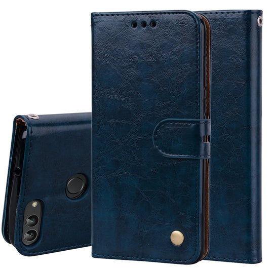 Business Style Oil Wax Texture Horizontal Flip Leather Case for Huawei P Smart / Enjoy 7S, with Holder & Card Slots & Wallet(Blue) - Huawei Cases by PMC Jewellery | Online Shopping South Africa | PMC Jewellery | Buy Now Pay Later Mobicred