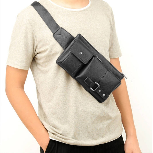 Universal Outdoor Men Shoulder Messenger Bags Retro Men Waist Bag, Size: L (27cm x 15cm x 1cm) (Black) - Waist Bags by PMC Jewellery | Online Shopping South Africa | PMC Jewellery | Buy Now Pay Later Mobicred