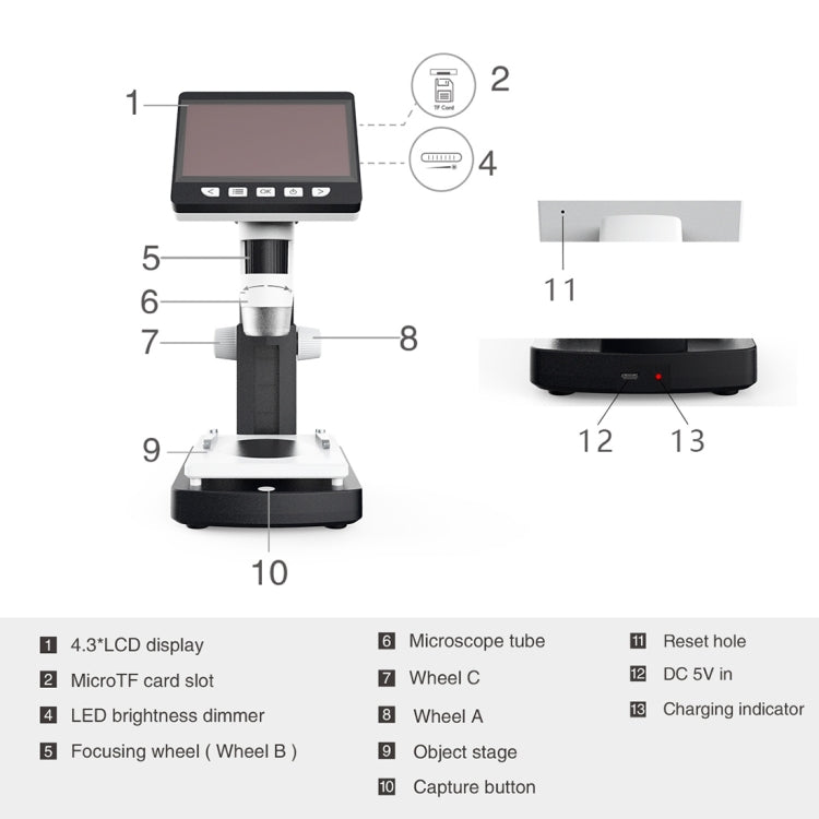 inskam306 1080P 4.3 inch Display Screen HD Digital Microscope - Digital Microscope by PMC Jewellery | Online Shopping South Africa | PMC Jewellery | Buy Now Pay Later Mobicred