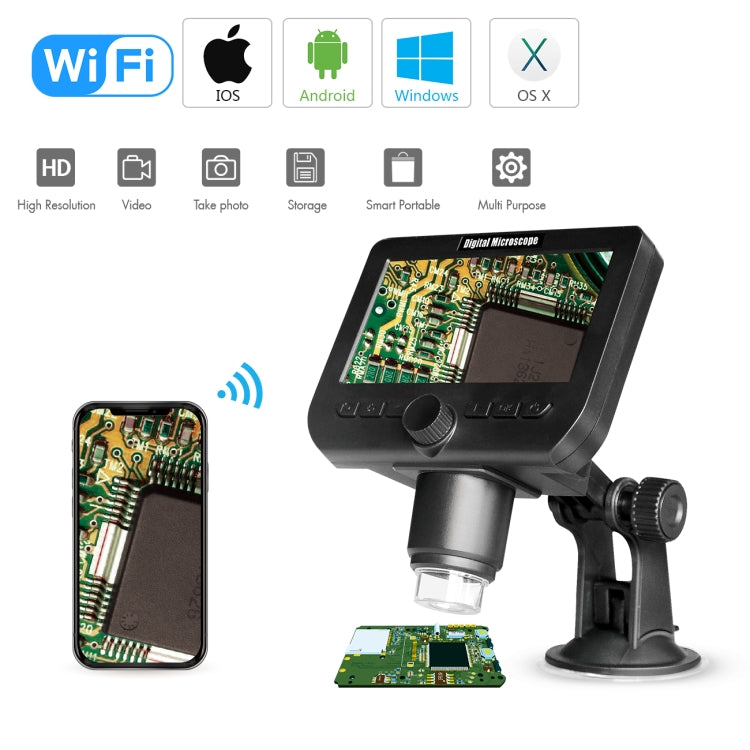 inskam317 1080P 4.3 inch LCD Screen WiFi HD Digital Microscope, Sucker Bracket - Digital Microscope by PMC Jewellery | Online Shopping South Africa | PMC Jewellery | Buy Now Pay Later Mobicred