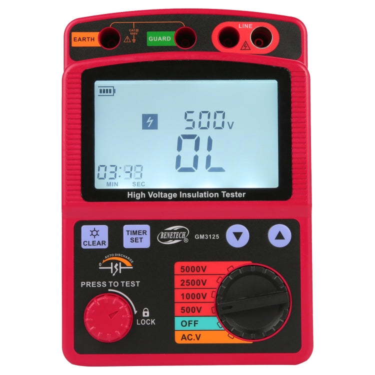 BENETECH GM3125 High Voltage Insulation Tester Resistance Tester - free shipping - PMC TechLife - Order now!