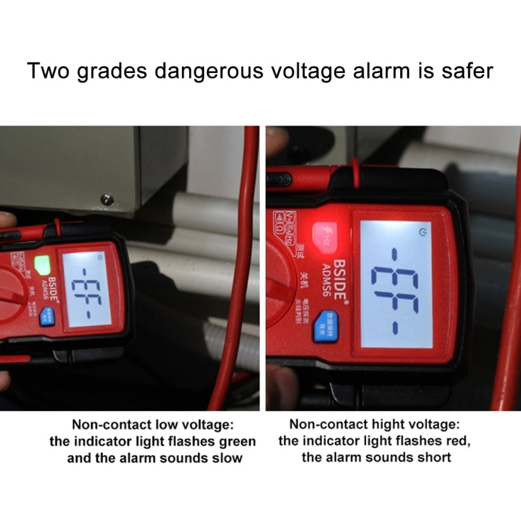 BSIDE ADMS6 High-precision Fully Automatic Small Digital Intelligent Multimeter with HD Digital Display & Shockproof Cover, Support Function Range Switch & Double-sided Pen Holder (Black) - Digital Multimeter by PMC TechLife | Online Shopping South Africa | PMC TechLife | Buy Now Pay Later Mobicred