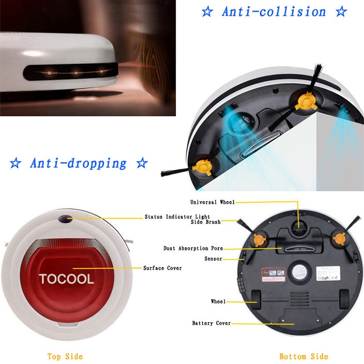 TOCOOL TC-350 Smart Vacuum Cleaner Household Sweeping Cleaning Robot with Remote Control(Red) - free shipping - PMC TechLife - Order now!