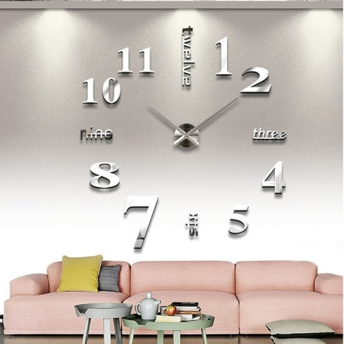 Creative 3D Mirror DIY Wall Sticker Clock, Size: 120*120cm(Silver) - DIY Clocks by PMc TechLife | Online Shopping South Africa | PMc TechLife | Buy Now Pay Later Mobicred
