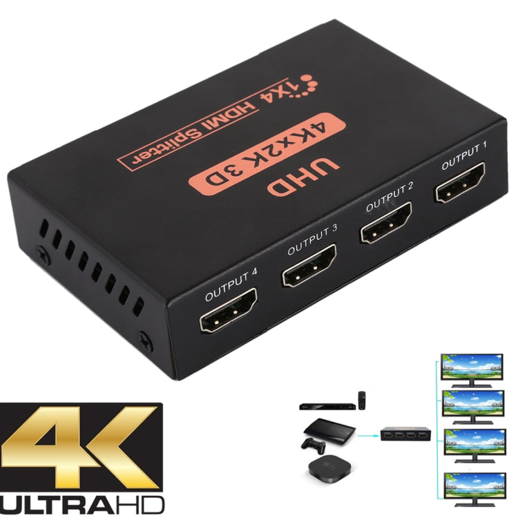 CY10 UHD 4K x 2K 3D 1 x 4 HDMI Splitter(Black) - Splitter by PMC Jewellery | Online Shopping South Africa | PMC Jewellery | Buy Now Pay Later Mobicred