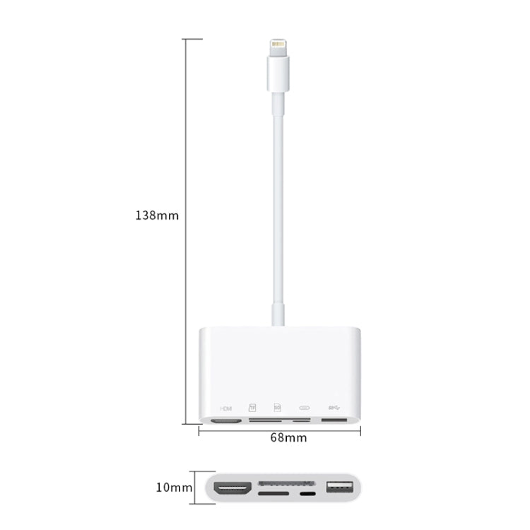 NK-1032 5 In 1 8 Pin to HDMI Multi-function Mobile Phone Converter Adapter (White) - Converter & Adapter by PMC Jewellery | Online Shopping South Africa | PMC Jewellery | Buy Now Pay Later Mobicred