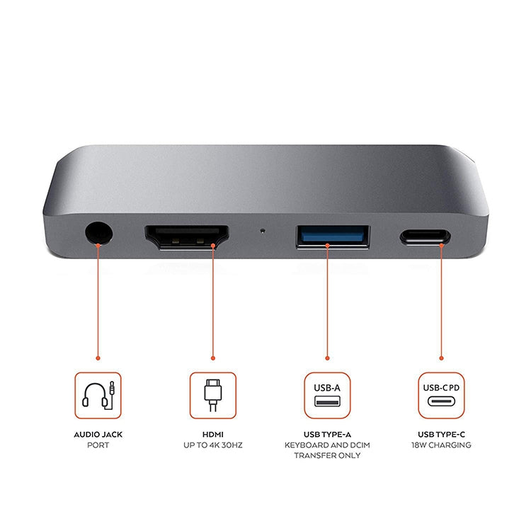 HW-TC29 4 In 1 Type-C / USB-C Multifunctional Extension HUB Adapter iPad Pro Hub (Grey) - USB HUB by PMC Jewellery | Online Shopping South Africa | PMC Jewellery | Buy Now Pay Later Mobicred