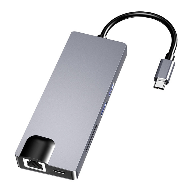 HW-TC12 8 In 1 Type-C / USB-C Multifunctional Extension HUB Adapter Hdmi / Vga Hub Card Reader + Network Card - USB HUB by PMC Jewellery | Online Shopping South Africa | PMC Jewellery | Buy Now Pay Later Mobicred