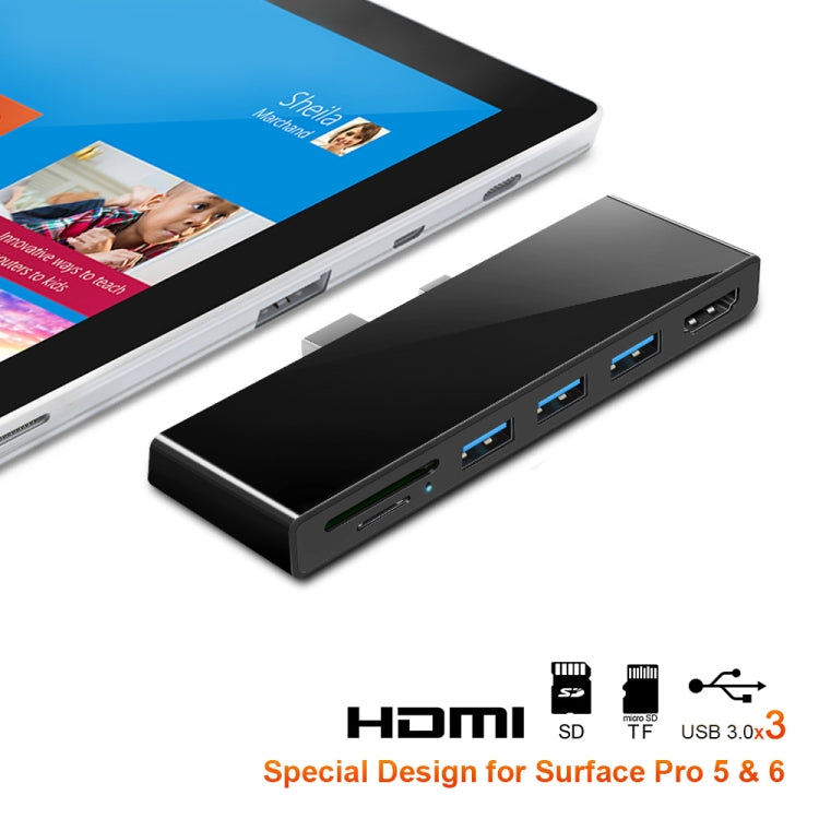 ROCKETEK SK-S5H 3 x USB 3.0 + HDMI + SD / TF Memory Card Reader HUB 4K HDMI Adapter(Black) - free shipping - PMC Jewellery - Order now!