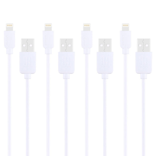 4 PCS HAWEEL 1m High Speed 8 pin to USB Sync and Charging Cable Kit for iPhone, iPad(White) - Normal Style Cable by PMC Jewellery | Online Shopping South Africa | PMC Jewellery | Buy Now Pay Later Mobicred