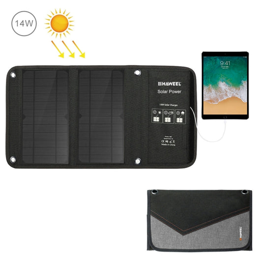 HAWEEL 14W Foldable Solar Panel Charger with 5V / 2.4A Max Dual USB Ports - Charger by HAWEEL | Online Shopping South Africa | PMC Jewellery | Buy Now Pay Later Mobicred