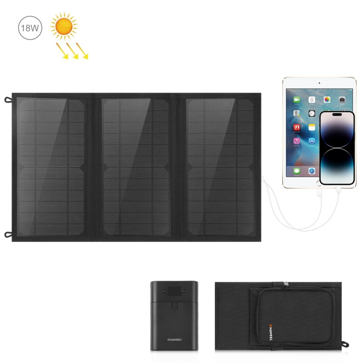 HAWEEL 18W 3 Panels Foldable Solar Panel Charger Bag with 5V / 3.1A Max Dual USB Ports, Support QC3.0 and AFC - Charger by HAWEEL | Online Shopping South Africa | PMC Jewellery | Buy Now Pay Later Mobicred