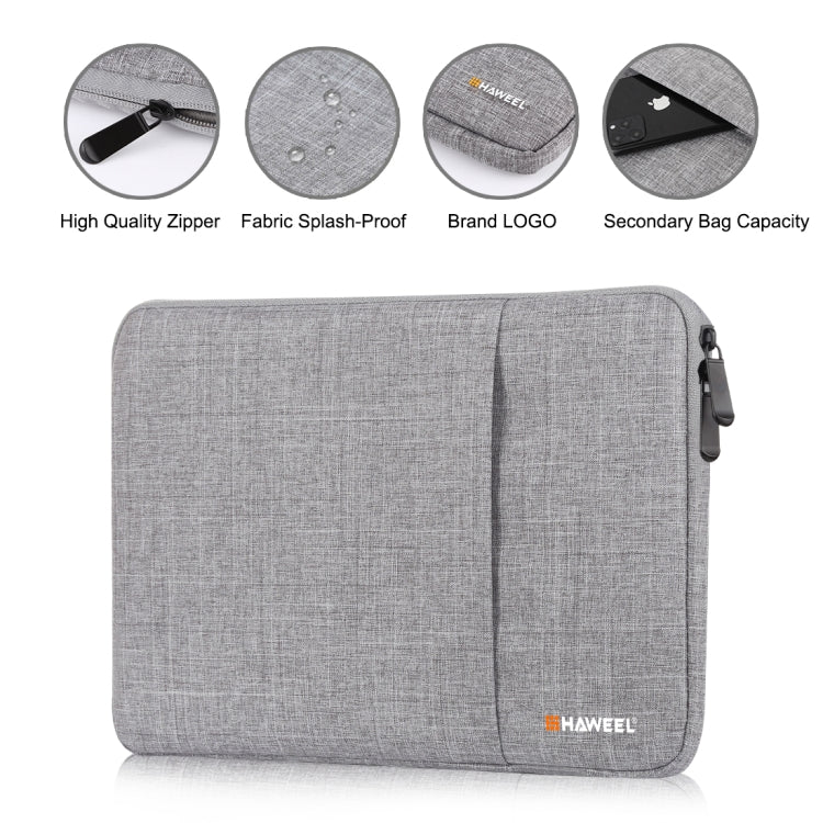 HAWEEL 13.0 inch Sleeve Case Zipper Briefcase Laptop Carrying Bag, For Macbook, Samsung, Lenovo, Sony, DELL Alienware, CHUWI, ASUS, HP, 13 inch and Below Laptops(Grey) - 13.3 inch by HAWEEL | Online Shopping South Africa | PMC Jewellery | Buy Now Pay Later Mobicred